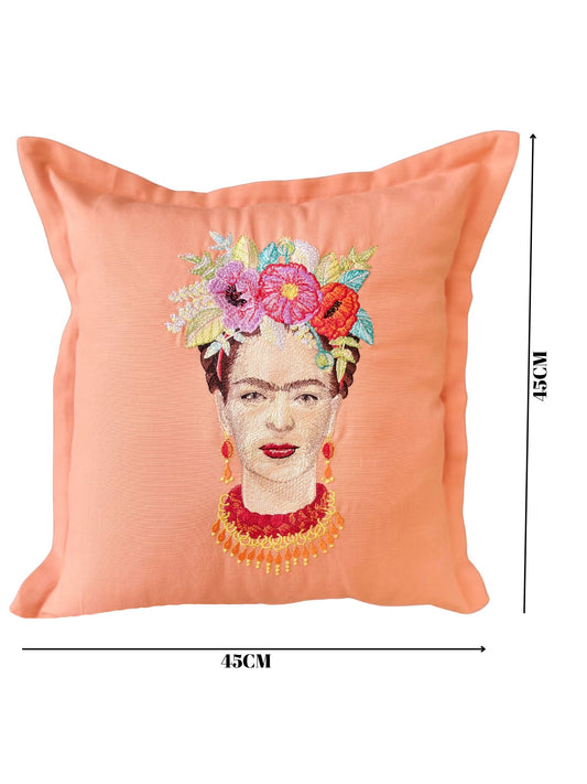 Frida Kahlo Nakışlı Modern Kırlent Kılıfı